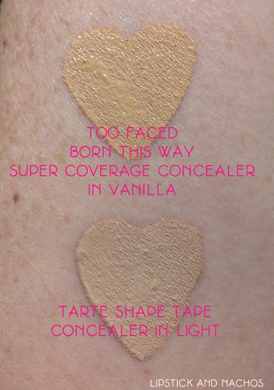 shape tape vs born this way concealer swatches